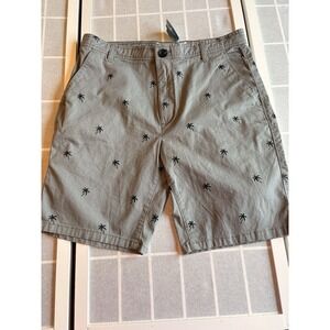 NEW NWT Paper Denim & Cloth Men's Palm Tree Flat Front Vacation Shorts Size 32